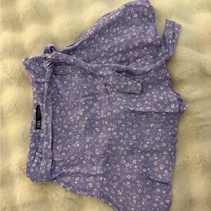 Zara Soft Lavender Floral Wrap Skirt with Belt